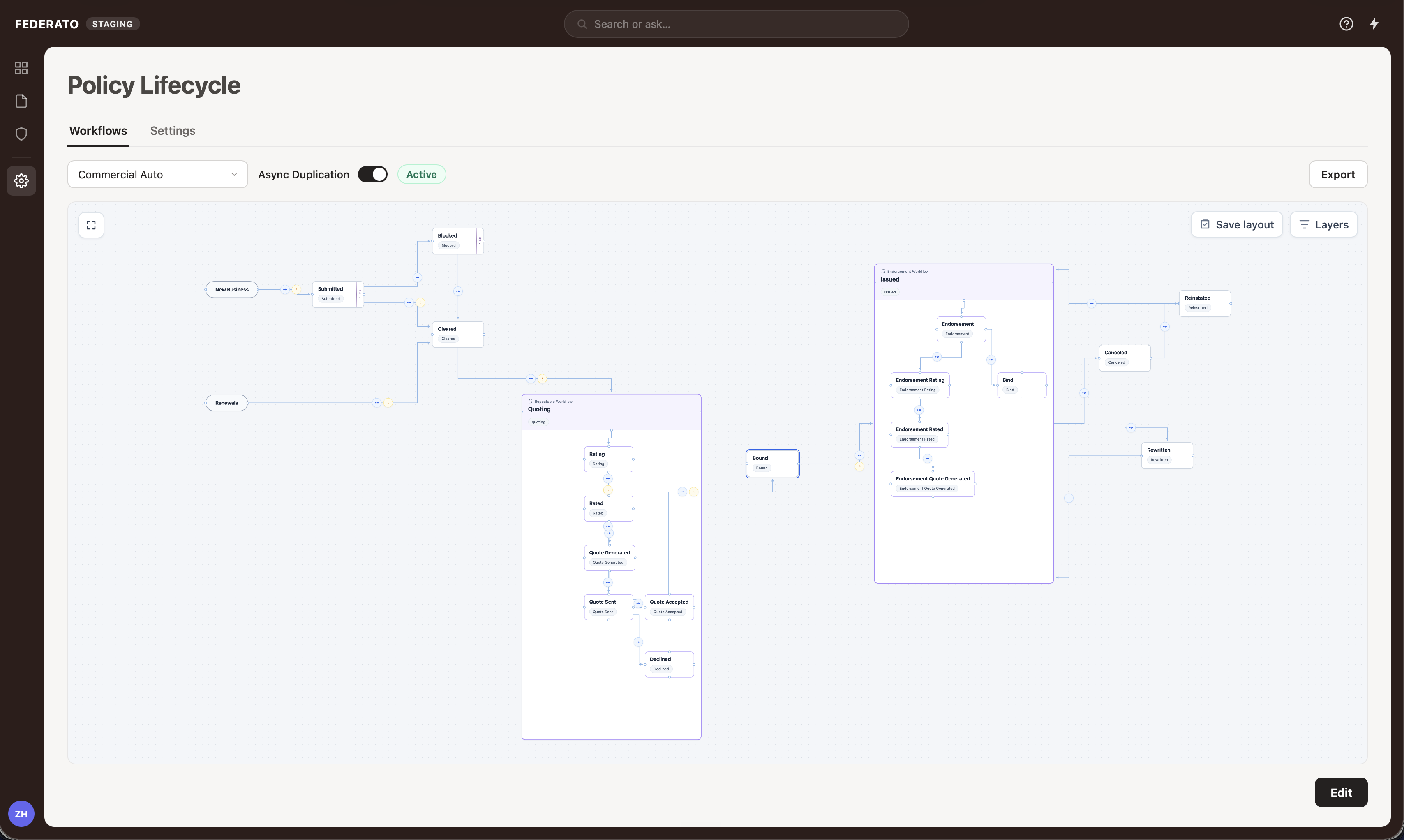Federato Policy Lifecycle interface
