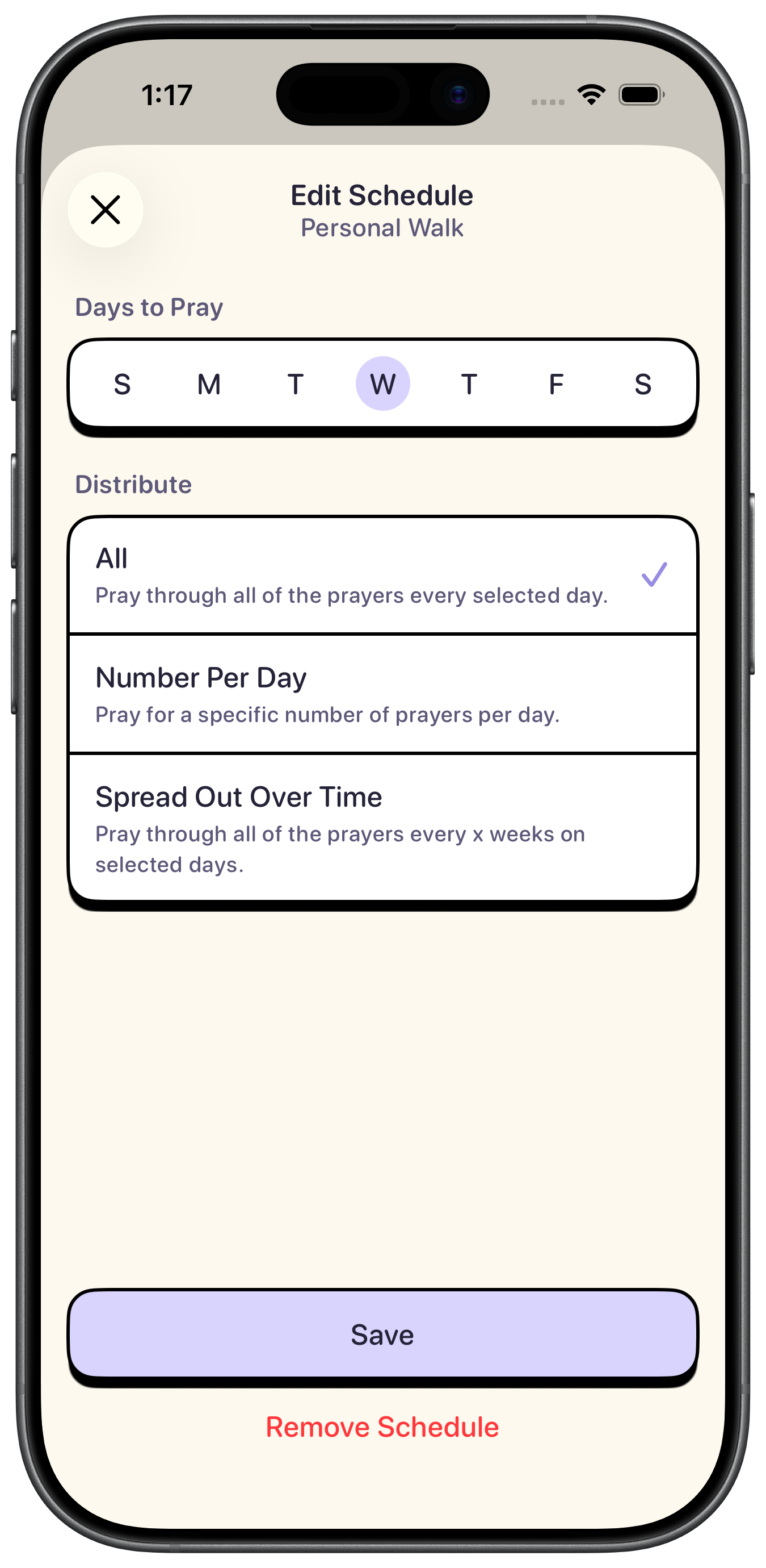 Praily schedule editor